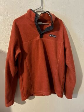 Columbia Men's Rust Orange Snap-Placket Fleece Pullover